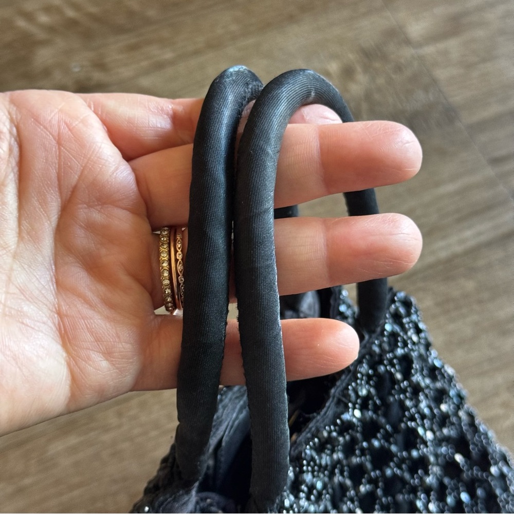 Vintage Black Beaded mini Handbag - Elegant Evening Bag y2k - Picture 3 of 4